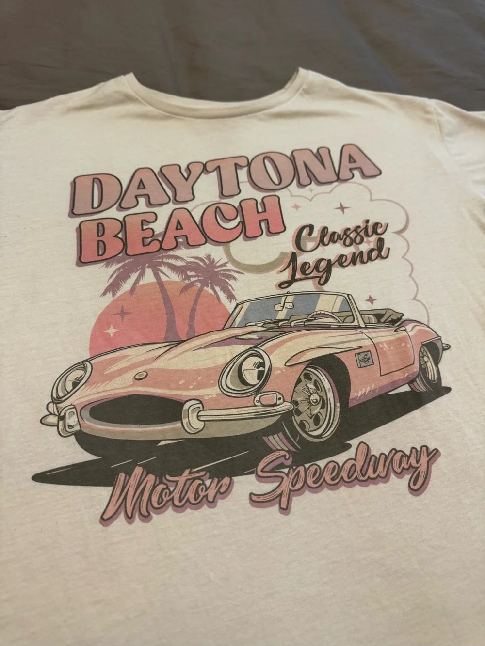 wonder nation White Tee with Pink Daytona Beach Graphic